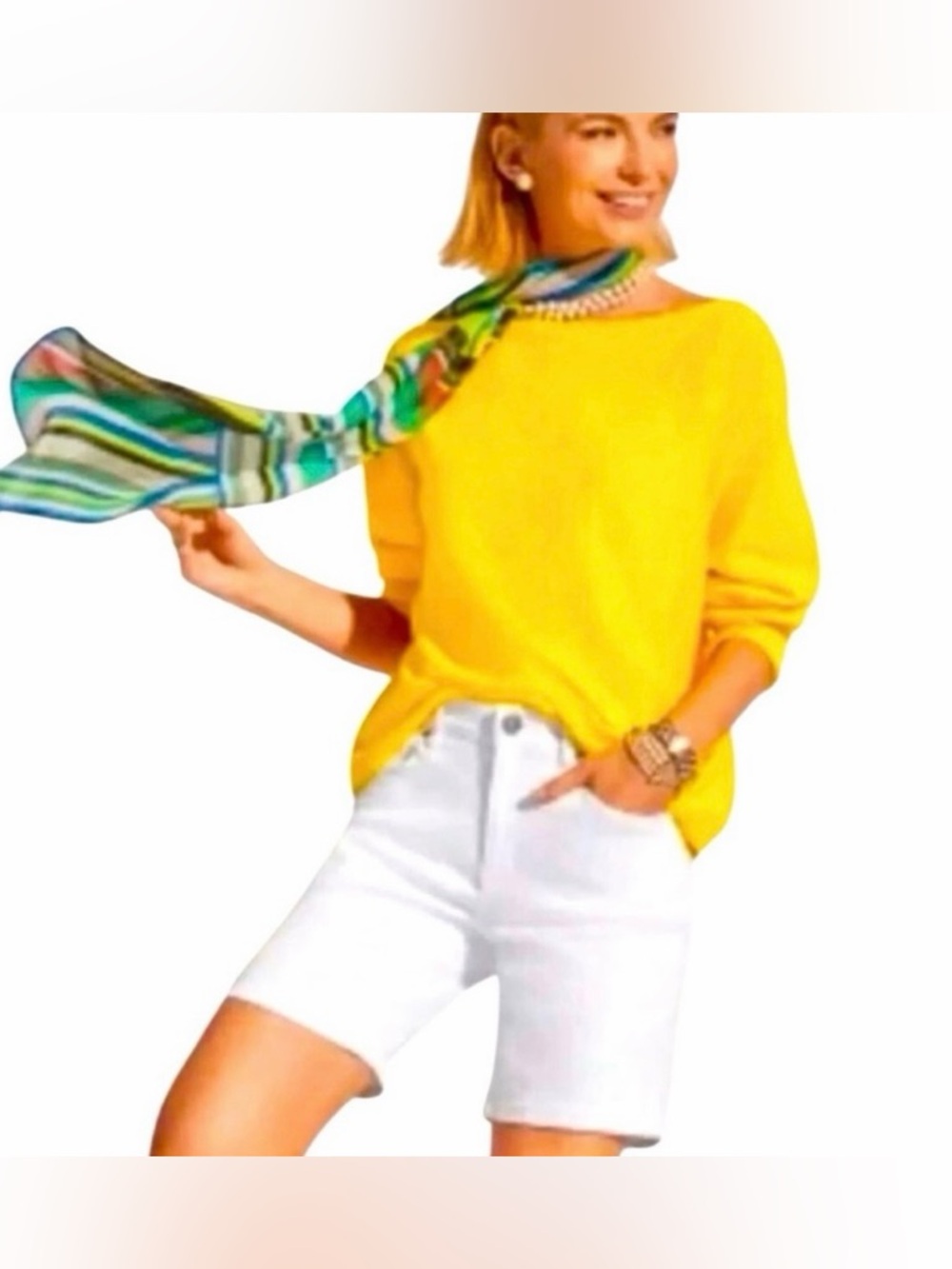 Cabi Yellow Buttercup Versatile Off The Shoulder Knit Sweater 6167 Small